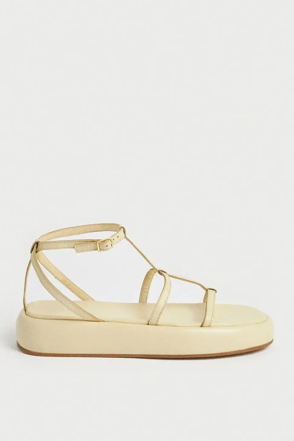 Real Leather T-Bar Strappy Flatform Sandal