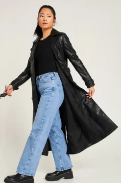 Real Leather Trench Coat