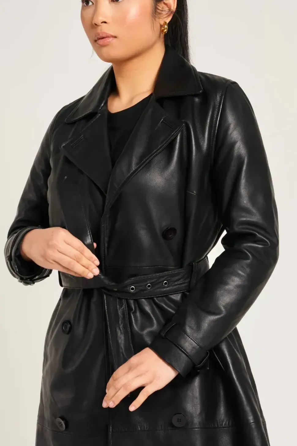 Real Leather Trench Coat