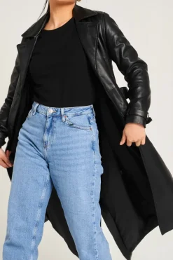 Real Leather Trench Coat