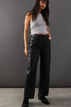 Real Leather Wide Leg Trousers