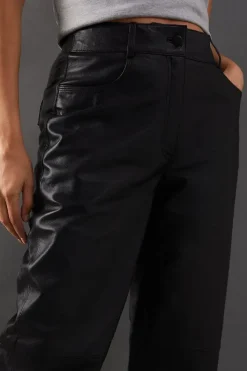 Real Leather Wide Leg Trousers