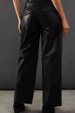 Real Leather Wide Leg Trousers