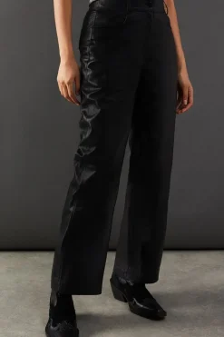 Real Leather Wide Leg Trousers