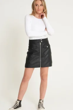 Real Leather Zip Skirt