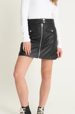 Real Leather Zip Skirt