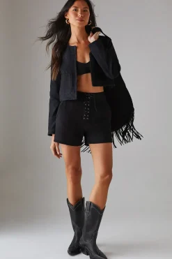 Real Suede Cropped Whipstitch Jacket