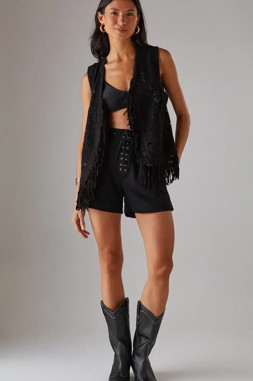 Real Suede Fringed Waistcoat