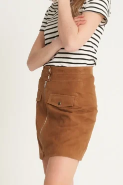 Real Suede Zip Skirt