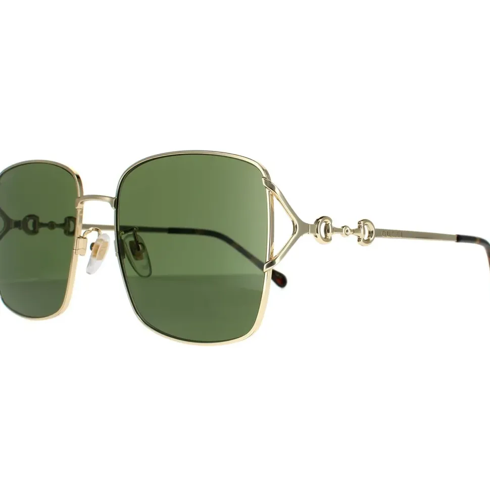Rectangle Gold Green Sunglasses