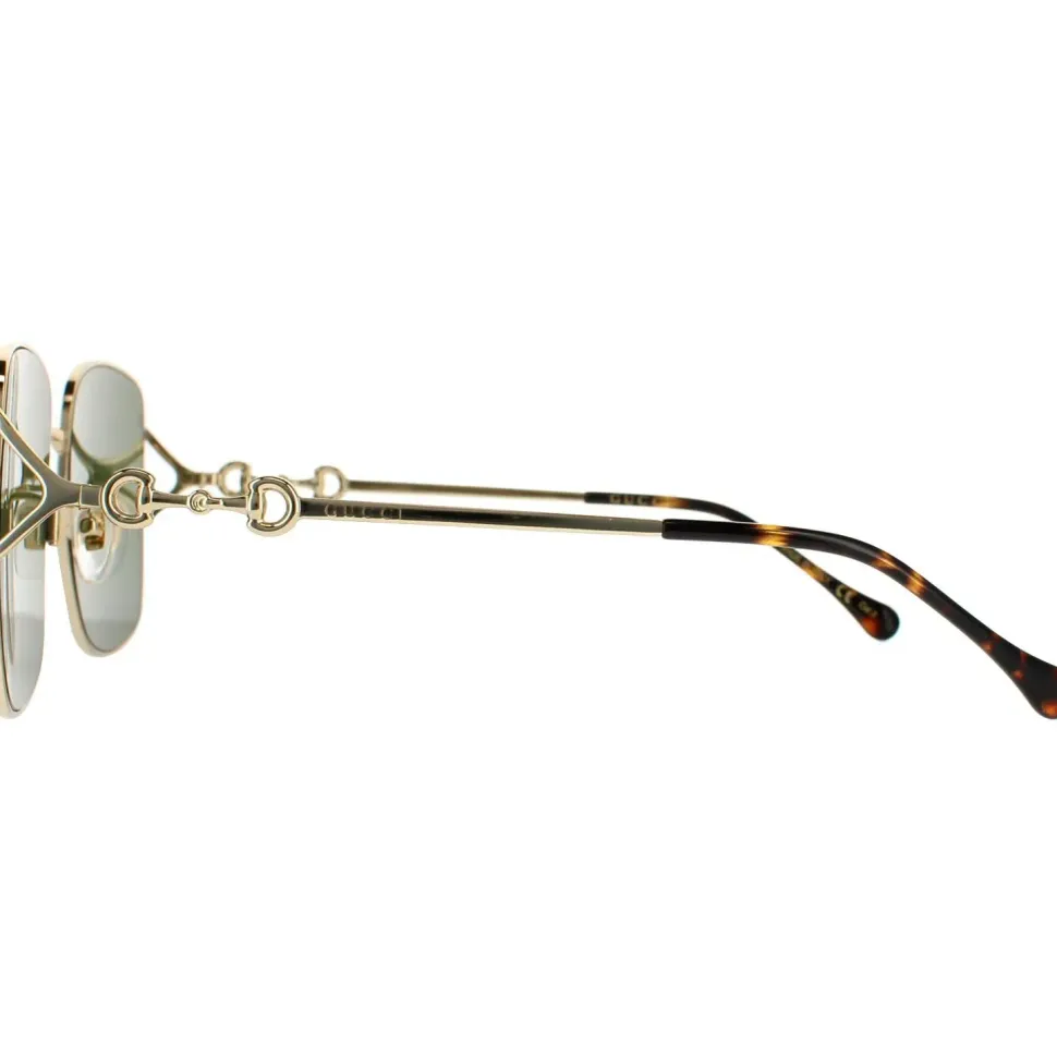 Rectangle Gold Green Sunglasses