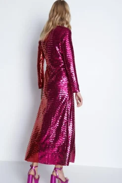 Rectangle Sequin Wrap Midi Dress