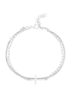 Recycled Sterling Silver 925 Double Row Cross Bracelet