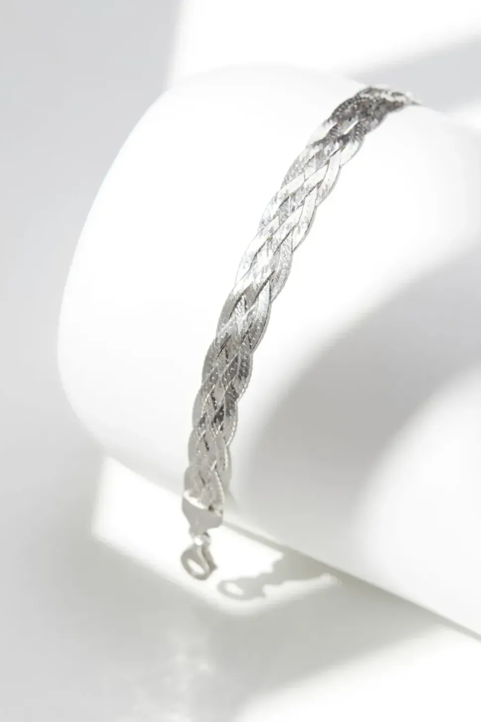 Recycled Sterling Silver 925 Herringbone Braided Bracelet