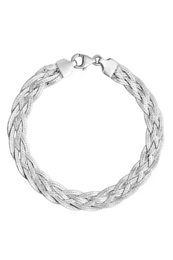 Recycled Sterling Silver 925 Herringbone Braided Bracelet