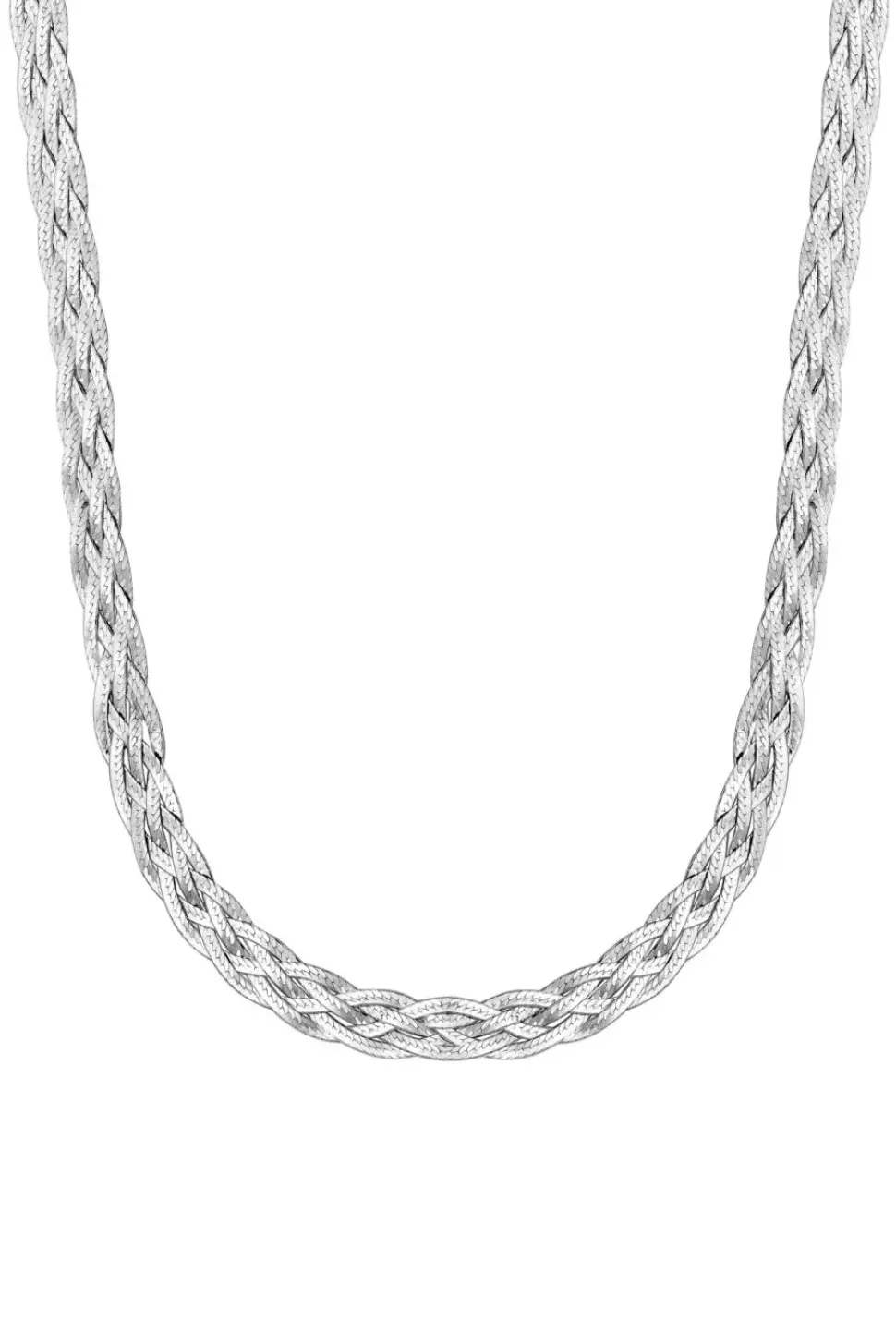 Recycled Sterling Silver 925 Herringbone Braided Necklace