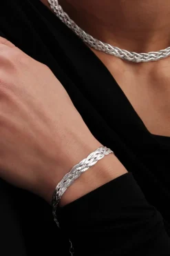Recycled Sterling Silver 925 Herringbone Braided Necklace
