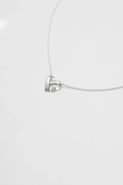Recycled Sterling Silver 925 Knotted Heart Pendant Necklace
