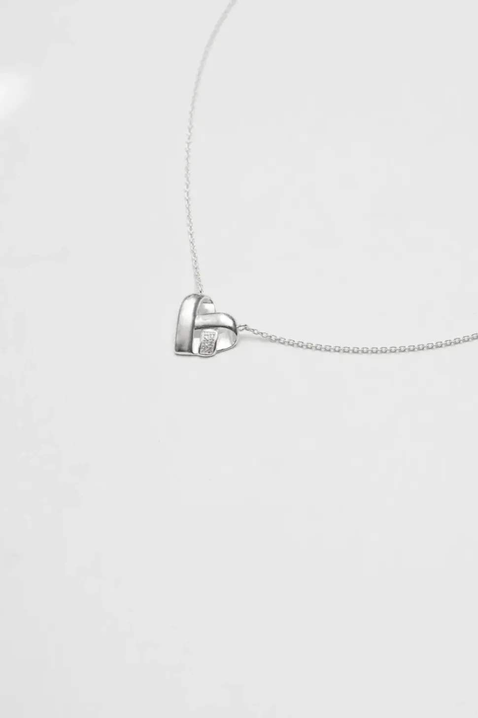Recycled Sterling Silver 925 Knotted Heart Pendant Necklace