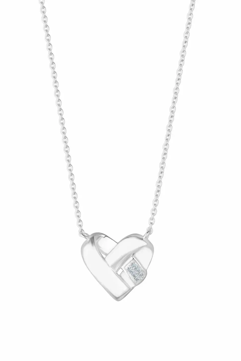 Recycled Sterling Silver 925 Knotted Heart Pendant Necklace