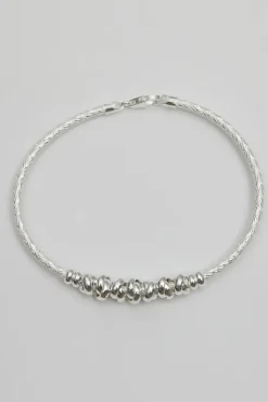 Recycled Sterling Silver 925 Love Knot Textured Bangle Bracelet