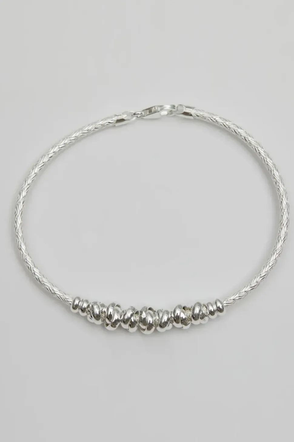 Recycled Sterling Silver 925 Love Knot Textured Bangle Bracelet