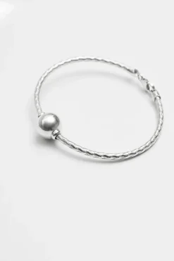 Recycled Sterling Silver 925 Polished Orb Cuff Bracelet