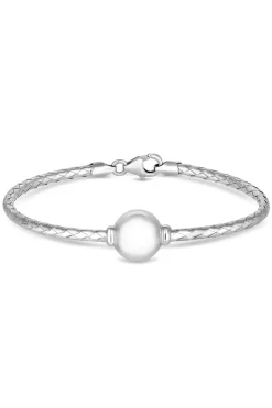 Recycled Sterling Silver 925 Polished Orb Cuff Bracelet
