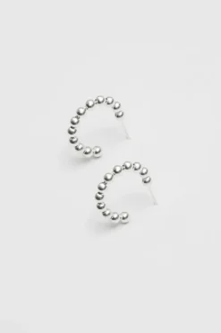 Recycled Sterling Silver 925 Polished Orb Hoop Earrings