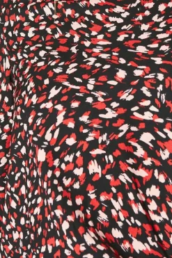 Red Animal Shirred Hem Blouse