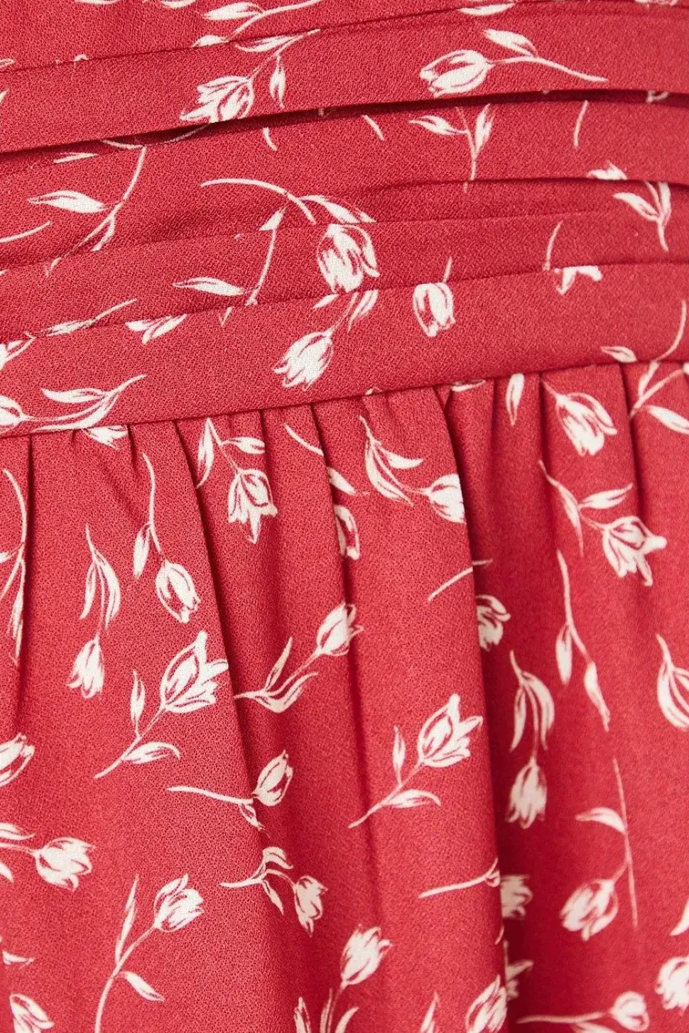 Red Ditsy Ruffle Hem Mini Dress