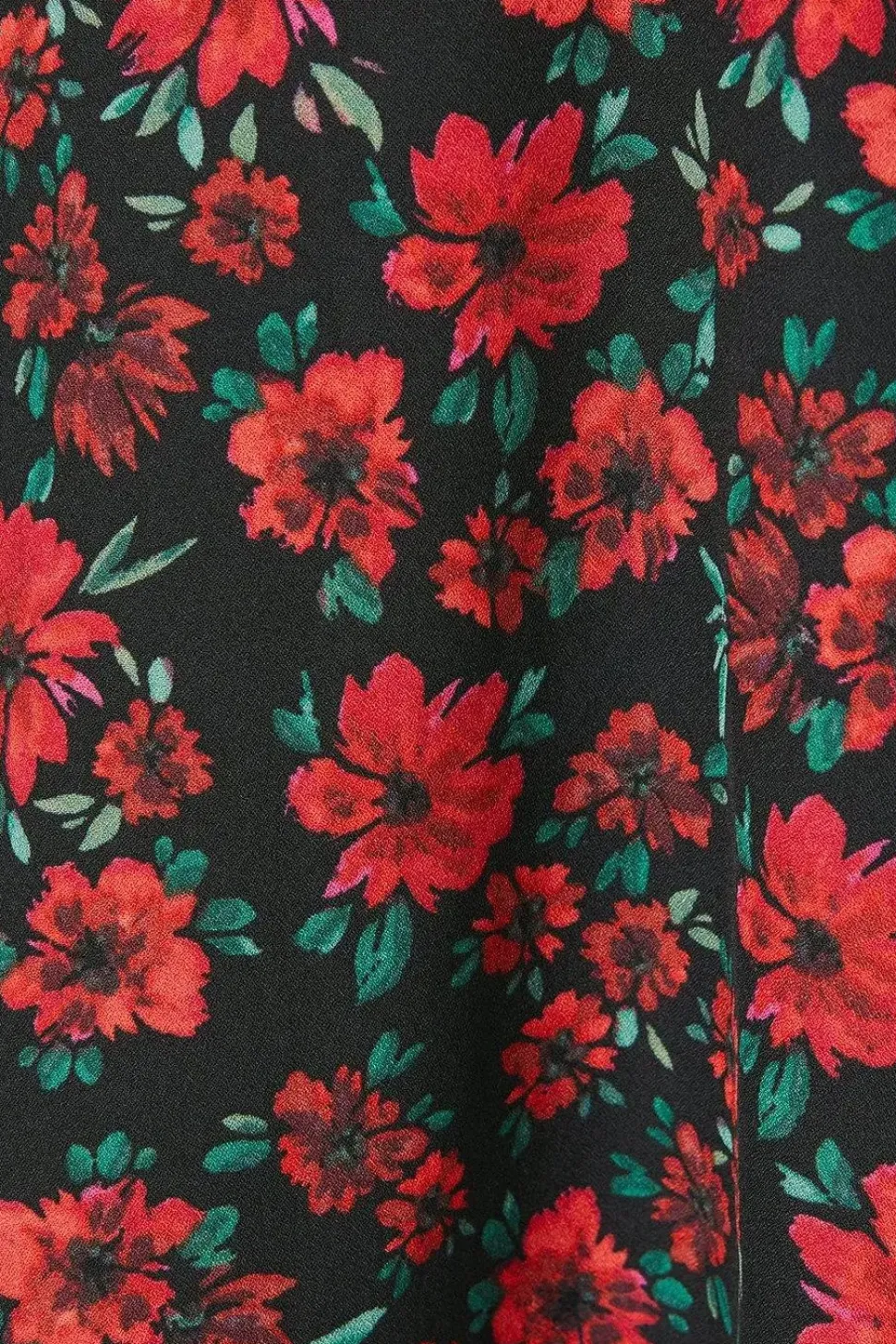 Red Floral Lace Trim V Neck Blouse