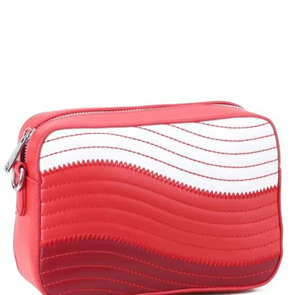Red Patchwork Vegan Leather Crossbody Bag | BNEEI