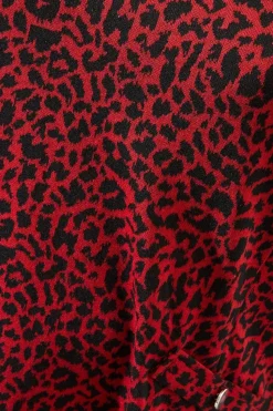 Red Short Sleeve Jacquard Ponte Shift Dress