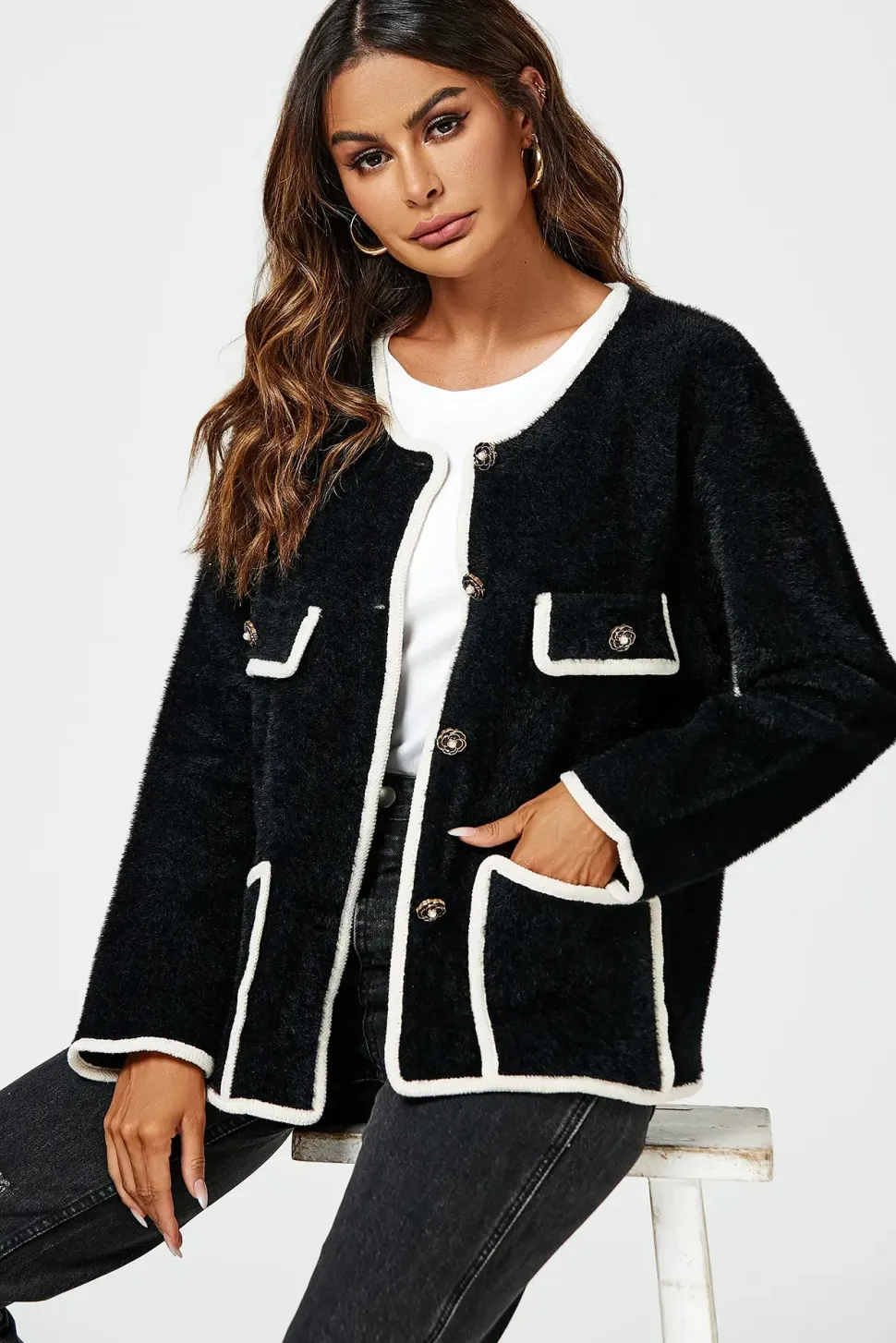 Relaxed Boucle Jacket In Black