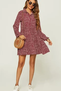 Relaxed Button Front Long Sleeved Shirt Mini Dress