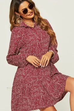 Relaxed Button Front Long Sleeved Shirt Mini Dress