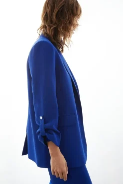 Relaxed Roll Sleeve Edge To Edge Blazer