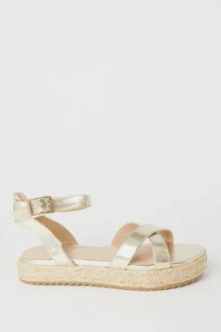 Remi Cross Strap Raffia Flatform Sandals