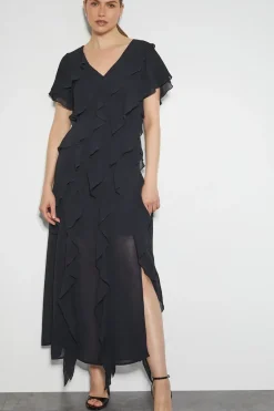 Renata Ruffle Maxi Dress Black