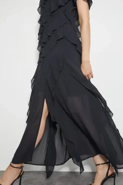 Renata Ruffle Maxi Dress Black