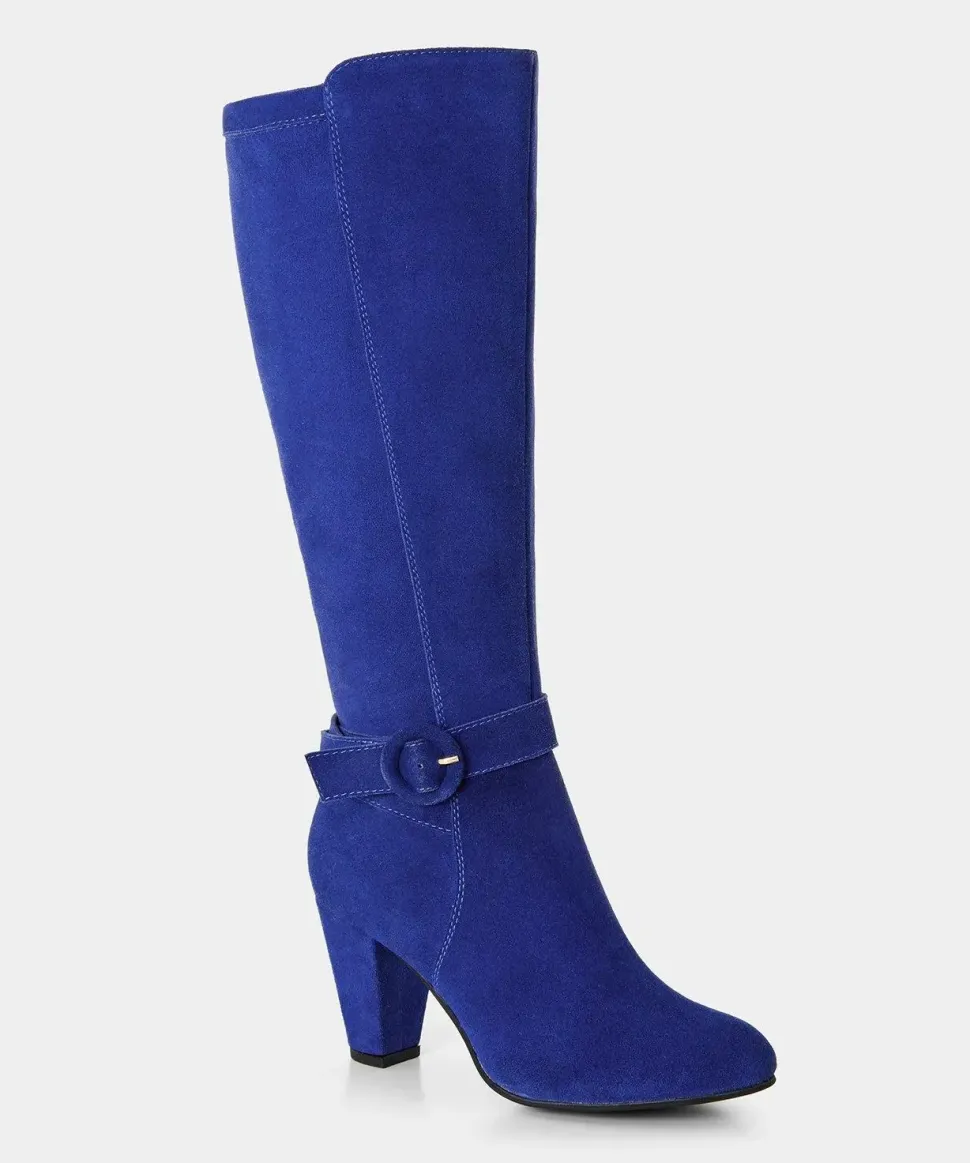 Retro Colour Block Long Knee High Suede Boots
