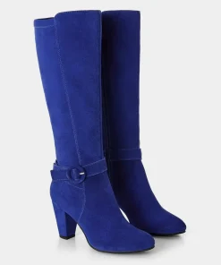 Retro Colour Block Long Knee High Suede Boots