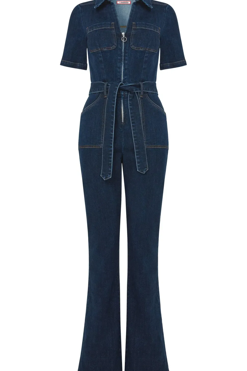 Retro Denim Zip-Front Jumpsuit