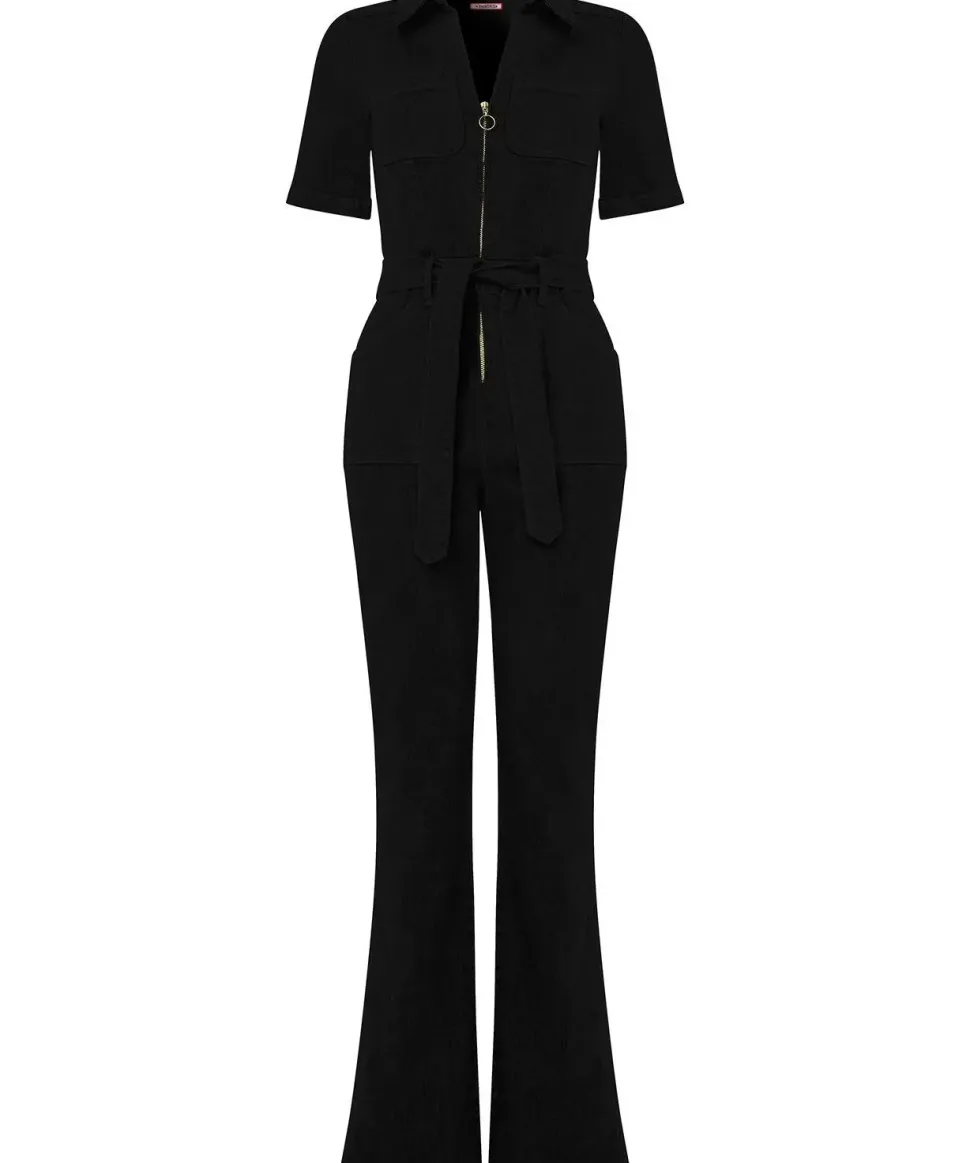 Retro Denim Zip-Front Jumpsuit
