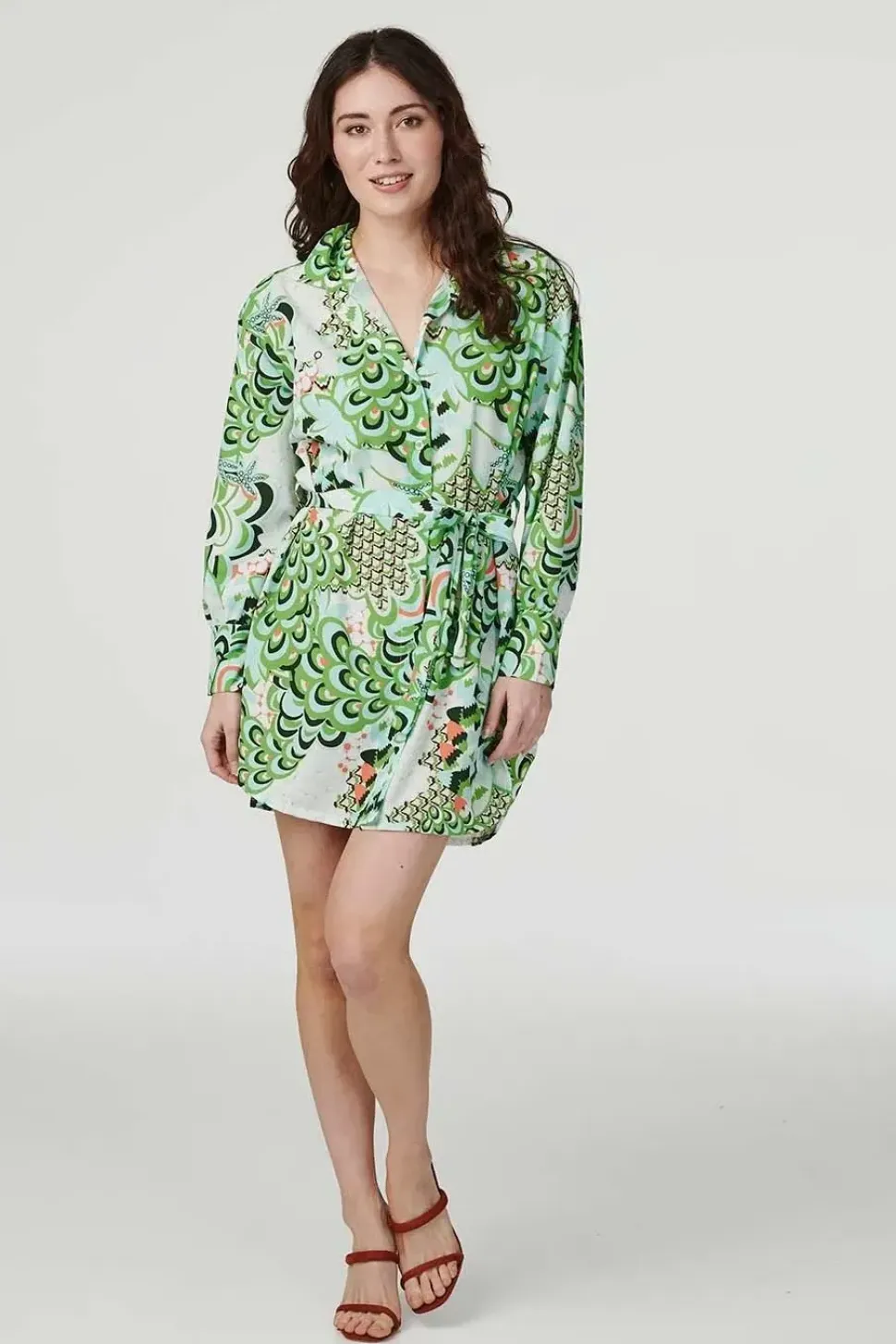 Retro Floral Mini Shirt Dress