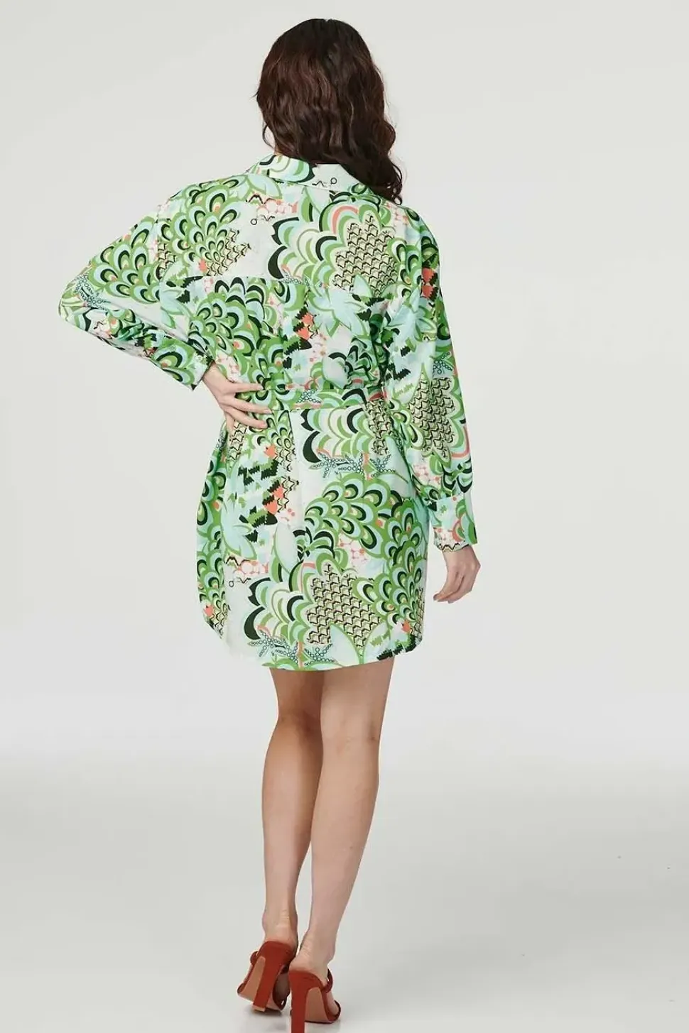 Retro Floral Mini Shirt Dress