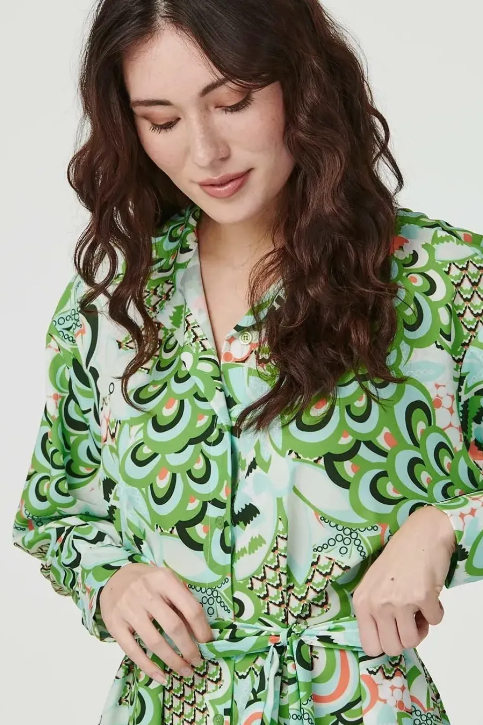 Retro Floral Mini Shirt Dress