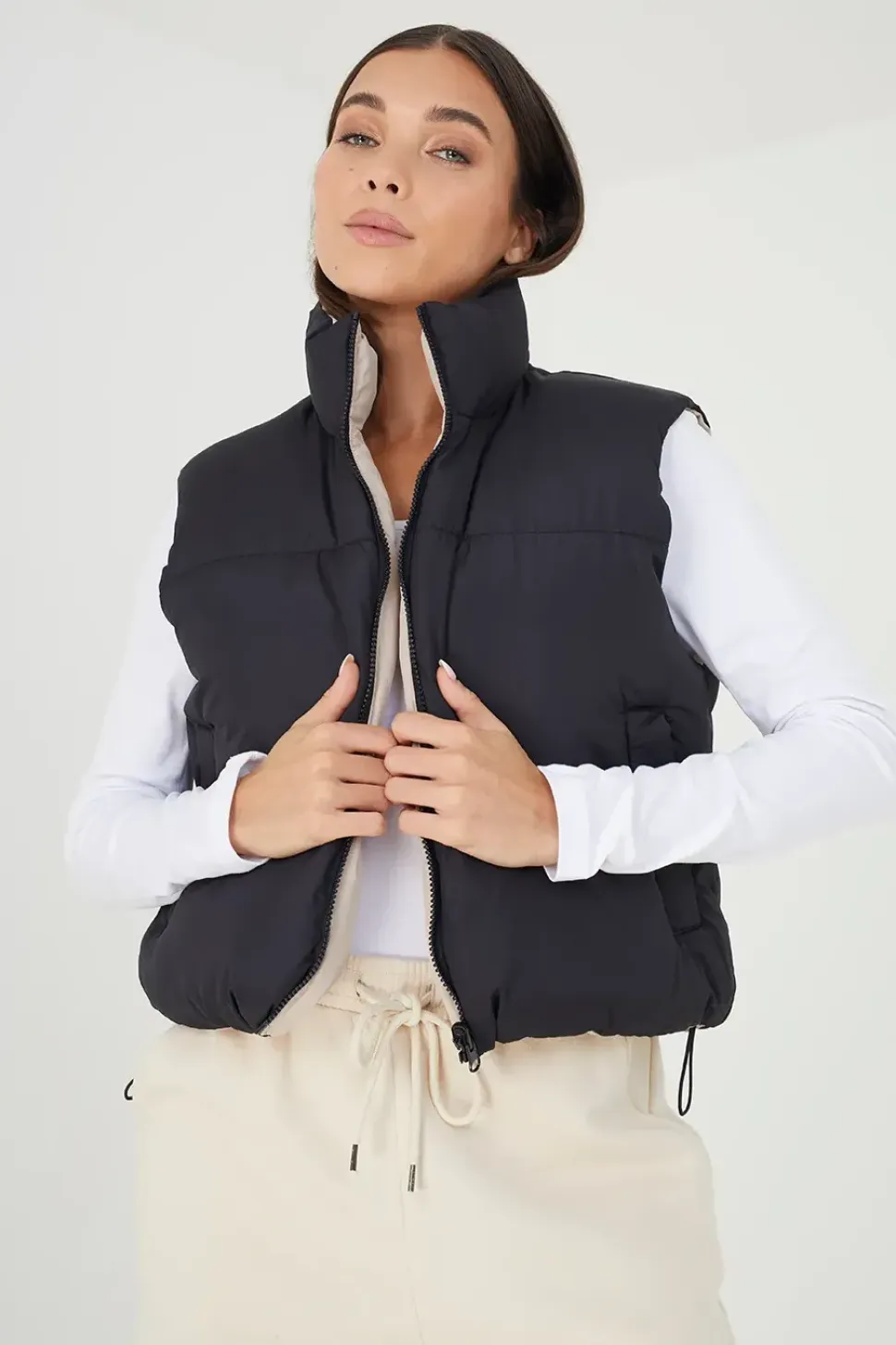 Reversible Cropped Padded Gilet