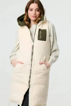 Reversible Faux Fur Padded Hooded Gilet